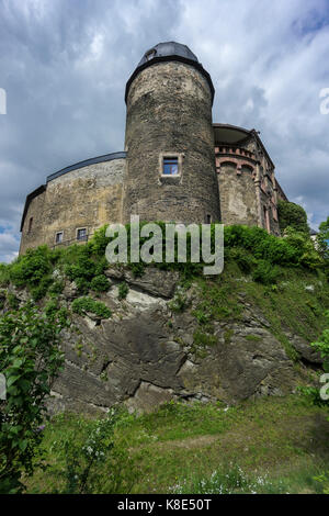 Steward del paese, romanico mastio del castello mylau, Vogtland, romanischer bergfried der Burg mylau Foto Stock