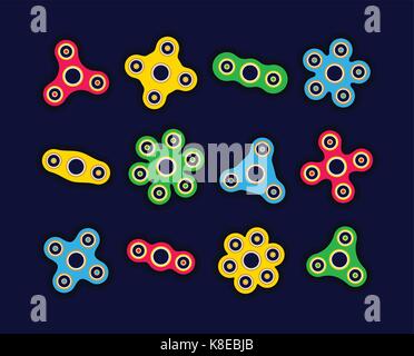 Filatori - appartamento moderno oggetti vettore isolato su sfondo blu scuro. Utilizzare questa alta qualità clip art per presentazioni, banner e volantini. yel Illustrazione Vettoriale