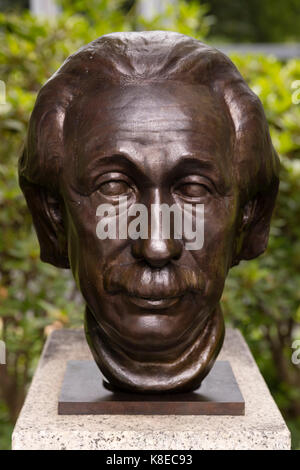 Albert Einstein, busto, street di ricordo, Moabit di Berlino, Germania Foto Stock