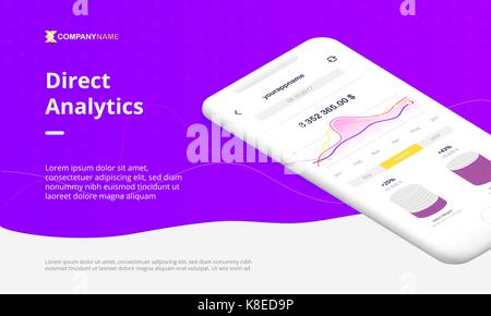 Digital banner web per mobile app. Illustrazione Vettoriale