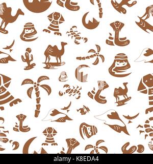 Deserto silhouettes pattern senza giunture Illustrazione Vettoriale