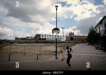 La stazione di Bristol Temple Meads Station - colpo lungo Foto Stock