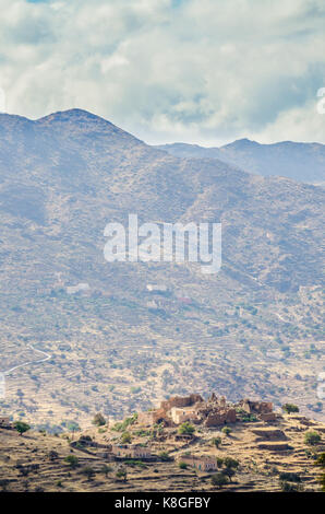 Le antiche rovine della Kasbah marocchina nelle montagne del anti atlas, Marocco, Africa del nord. Foto Stock