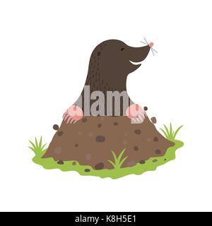 Mole di scavare al di fuori dell'animale sporco personaggio dei fumetti Illustrazione Vettoriale