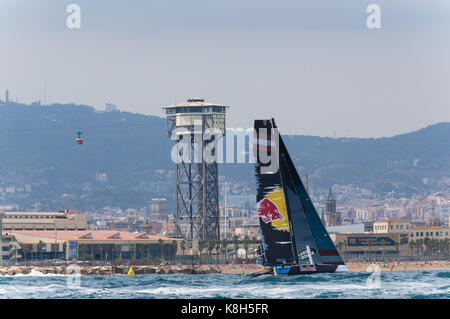 Red Bull catamarano GC-32 all'Extreme serie vela, Barcellona Foto Stock