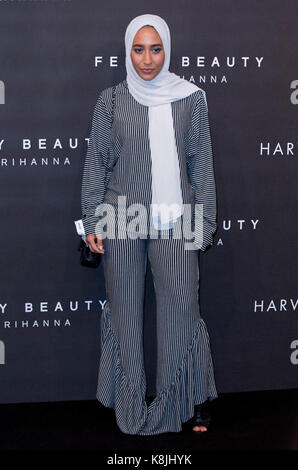 Mariah idrissi arriva al fenty bellezza da rihanna launch party ad Harvey Nichols, Knightsbridge, Londra, Foto Stock