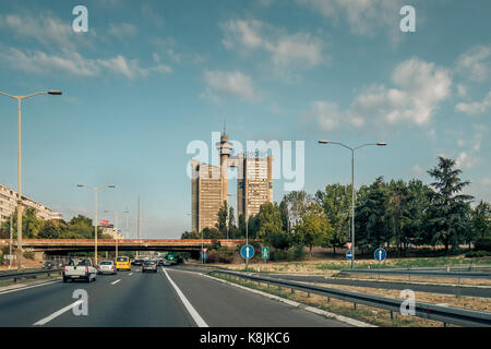 2017-08-29. Belgrado, Serbia. western city gate di Belgrado visto dalla e 70 route. Foto Stock