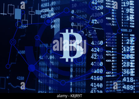 Il mercato azionario di cryptocurrency bitcoin e concetto. Foto Stock