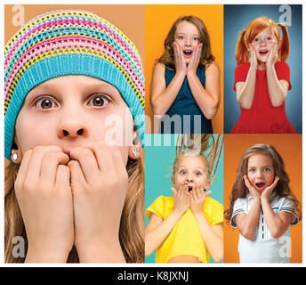 Il collage con sorpresa teen ragazze Foto Stock