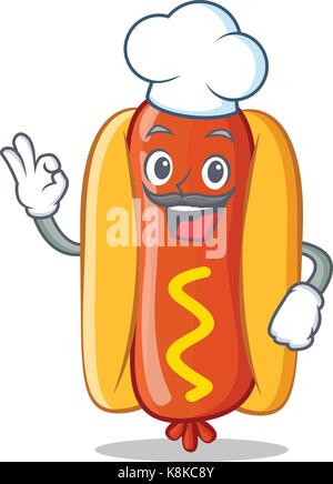 Lo chef hot dog personaggio dei fumetti Illustrazione Vettoriale