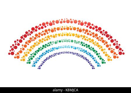 Arcobaleno colorato con cirlces , rainbow illustrazione, icona design, isolati su sfondo bianco Illustrazione Vettoriale