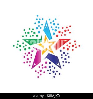 Colorato logo star, star logo, icona design, isolati su sfondo bianco. Illustrazione Vettoriale