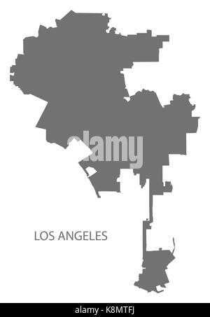 Los Angeles city mappa illustrazione grigio forma silhouette Illustrazione Vettoriale