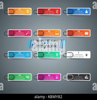 Business infographics stile origami. Clip, icona della puntina. business in Illustrazione Vettoriale