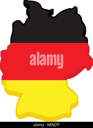 Germania mappa vettore icona simbolo design. bandiera tedesca colori illustrazione isolati su sfondo bianco. Illustrazione Vettoriale