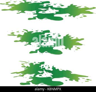 Pozza di sostanza tossica fuoriuscite. Chimica verde macchia, plash, drop. Illustrazione di vettore isolato su sfondo bianco Illustrazione Vettoriale