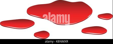 Pozza di sangue, rosso drop, Blot, macchia plash od il sangue. Illustrazione di vettore isolato su sfondo bianco. Illustrazione Vettoriale