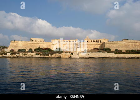 Vista di Fort Manoel dal mare, Gzira, Malta Foto Stock