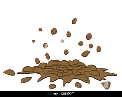 Pila di massa fracassato, il mucchio di terreno - illustrazione di vettore isolato su sfondo bianco. Illustrazione Vettoriale