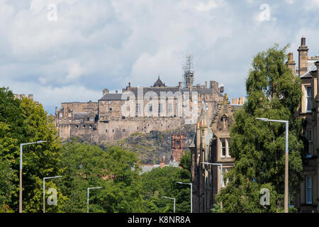 Vista del castello di Edinburgo Foto Stock