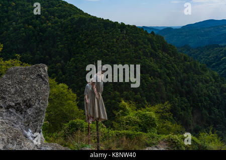 Immagine della Fortezza di Poienari - chiamato anche dracula rifugio di capananenii pamanteni Foto Stock