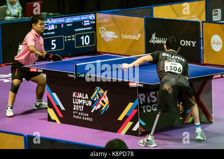 Kuala Lumpur, Malesia. Xx Settembre, 2017. 9l'Asean para giochi 2017 svoltasi a Kuala Lumpur, Malesia. Undici paesi concorrenti in giochi. Table Tennis Tournament in corso. © danny chan/alamy live news. Foto Stock