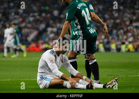 Cristiano Ronaldo dos Santos (7) del Real Madrid in player. La Liga tra Real Madrid vs Betis CF al Santiago Bernabeu Stadium in Madrid, Spagna, 20 settembre 2017 . Credito: Gtres Información más Comuniación on line, S.L./Alamy Live News Foto Stock