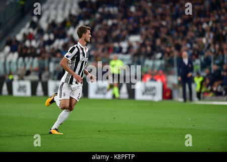 Torino, Italia. Xx Settembre, 2017. daniele rugani (Juventus fc) durante la serie di una partita di calcio tra Juventus fc vs acf fiorentina presso lo stadio Allianz il 20 settembre 2017 a Torino, Italia. Credito: antonio polia/alamy live news Foto Stock