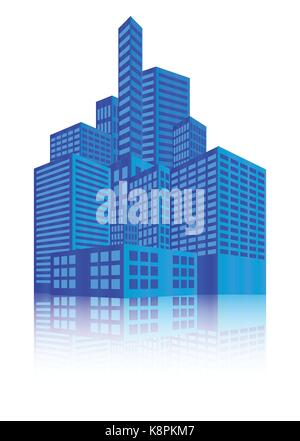 Immagine di moderna costruzione, Urban cityscape, luci della città e metropoli. Illustrazione di vettore isolato su sfondo bianco. Illustrazione Vettoriale