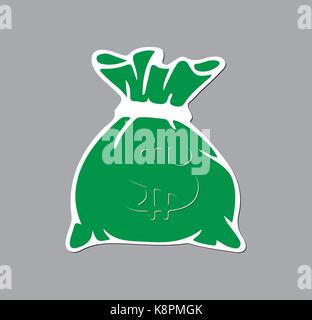 Green denaro borsa icona con il simbolo del dollaro su sfondo grigio. Illustrazione Vettoriale. Illustrazione Vettoriale