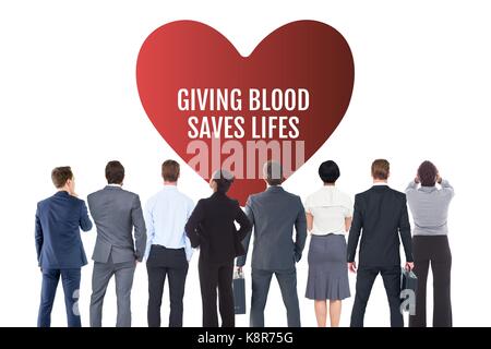 Digital composito di persone di affari e la donazione di sangue concept Foto Stock