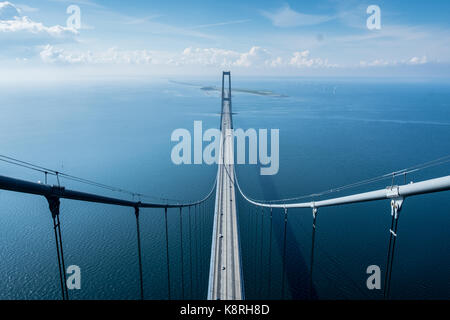 Vista dal ponte Great Belt (Storebæltsbroen), Danimarca Foto Stock