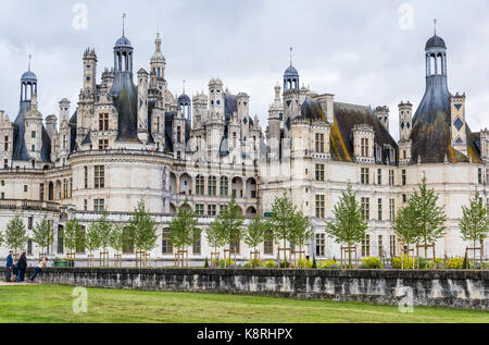 Lo Château de Chambord, il più grande castello nella Valle della Loira, Loir-et-Cher, Francia Foto Stock