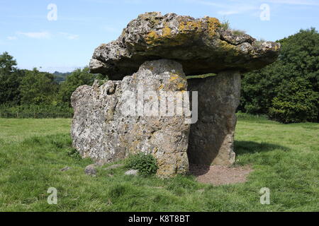 Camera di sepoltura di St. Lythans - vista laterale Foto Stock