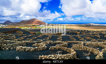 Paesaggio vulcanico a lanzarote isole canarie,,Spagna. Foto Stock