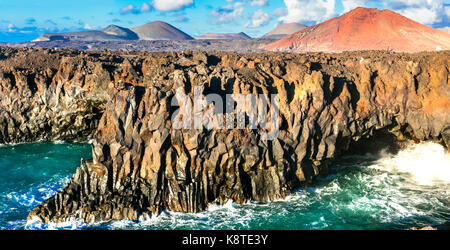 Bella los hervideros,unica formazione vulcanica,lanzarote isole canarie,,Spagna. Foto Stock