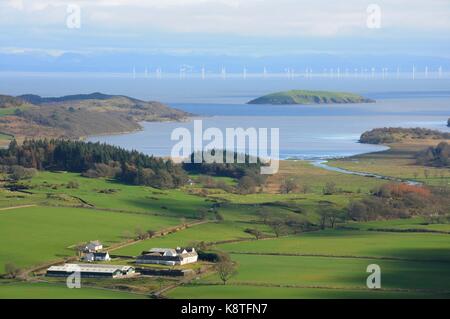 Isola hestan, Robin Rigg Cumbria e costa dal lato scozzese del solway Foto Stock