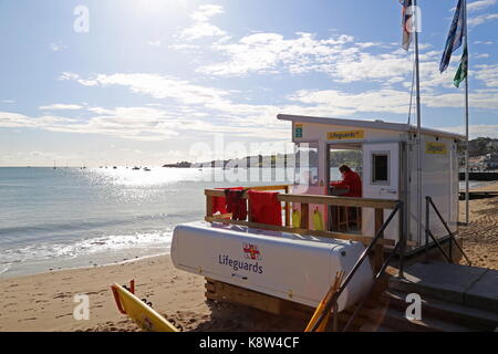 RNLI stazione bagnino, spiaggia cittadina, Swanage, Isle of Purbeck, Dorset, Inghilterra, Gran Bretagna, Regno Unito, Gran Bretagna, Europa Foto Stock