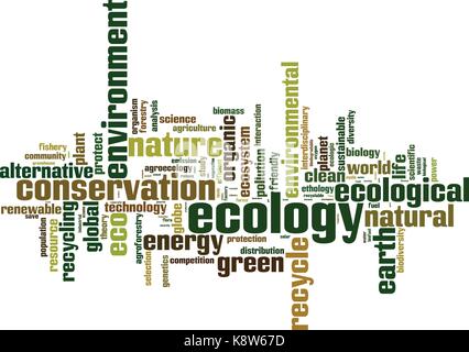 Ecologia parola concetto cloud. illustrazione vettoriale Illustrazione Vettoriale