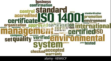 Iso 14001 parola concetto cloud. illustrazione vettoriale Illustrazione Vettoriale