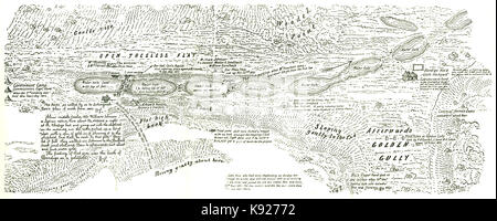 BENDINGO GOLDFIELD, Victoria, Australia. Mappa del 1854 che mostra le prime partecipazioni di primi richiedenti Foto Stock