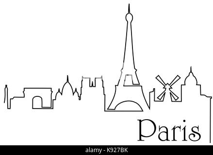 La città di parigi un disegno della linea Illustrazione Vettoriale