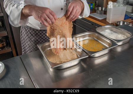 Le tecniche di cottura, ristorante allegria, Chef Alessandro Tschebull, Amburgo, Germania Foto Stock