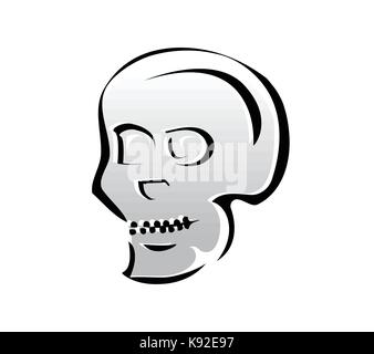 I contorni del cranio illustrazione, simbolo design, isolati su sfondo bianco. Illustrazione Vettoriale