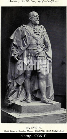 Il re Edoardo VII. Statua in marmo di Bangalore, Mysore. Leonard Jennings, scultore (p.36, Accademia di Architettura, 1914 sculture) copia Foto Stock