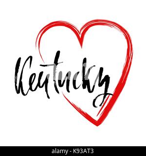 Io amo il kentucky. moderno pennello asciutto lettering retrò stampa tipografia. vettore iscrizione manoscritta. usa stato. Illustrazione Vettoriale