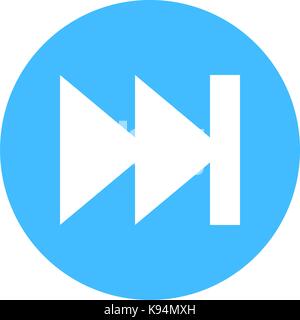 Segno di freccia direzione icona pulsante cerchio in forma circolare. media musica audio video player pittogramma. illustrazione vettoriale di un elemento grafico di design. Illustrazione Vettoriale