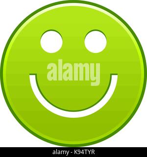 Il verde volto sorridente allegro smiley emoticon felice. rapido e semplice forma recolorable isolato dal background. illustrazione vettoriale di un elemento grafico Illustrazione Vettoriale