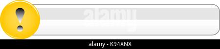 Giallo pulsante lucida il punto esclamativo segno icona di avvertimento. illustrazione vettoriale di un elemento grafico di internet web design. Illustrazione Vettoriale