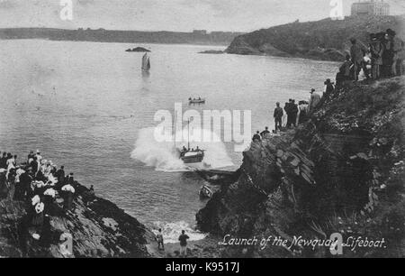 Lancio di Newquay scialuppa di salvataggio Foto Stock